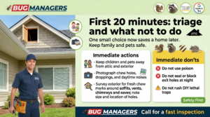 Squirrels in attic damage signs and what not to do including poison, sealing holes, and traps – Bug Managers pest control guide