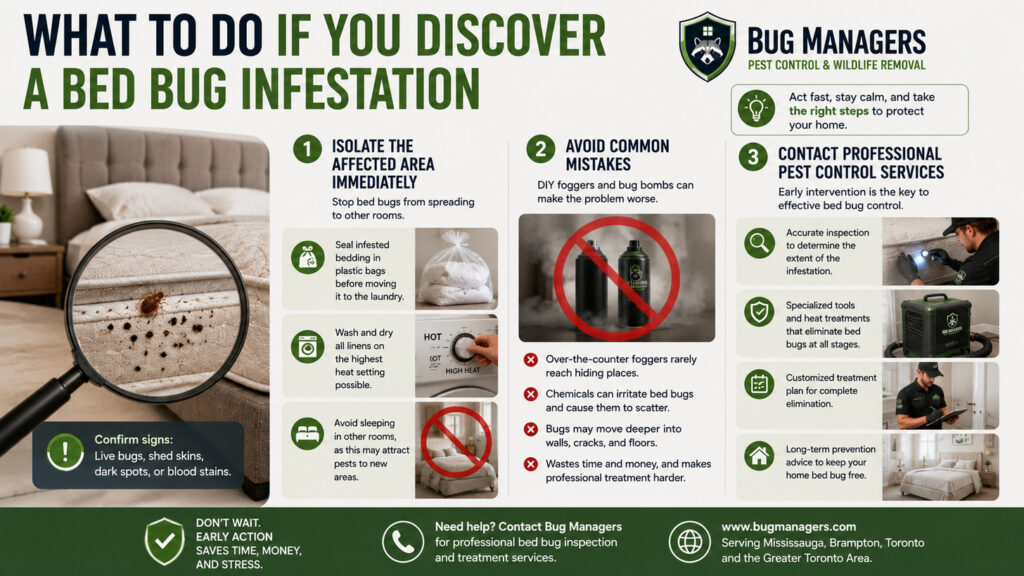 Bed Bug prevention guide When to contact professional pest control services If you find signs of an infestation, it is usually best to reach out to a licensed pest control expert as soon as possible. Bed Bug prevention guide When to contact professional pest control services If you find signs of an infestation, it is usually best to reach out to a licensed pest control expert as soon as possible.