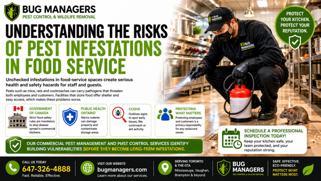 Protect your restaurant’s reputation, food safety, and health inspection compliance with proactive commercial pest control in Toronto. Protect your restaurant’s reputation, food safety, and health inspection compliance with proactive commercial pest control in Toronto.